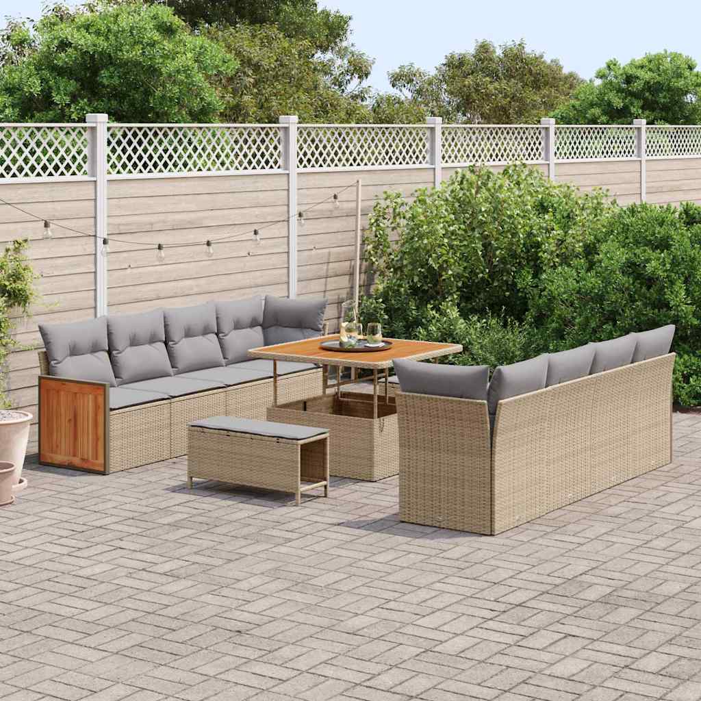 Garten-Sofa-Set 11 pcs Beige und Hellgrau 100 x 100 x 71 cm