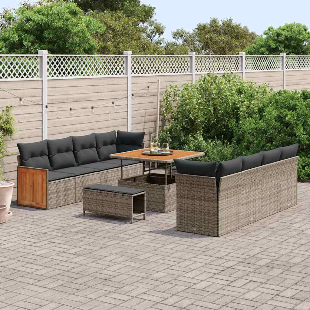 Garten-Sofa-Set mit Kissen 11 pcs Grau 100 x 100 x 71 cm