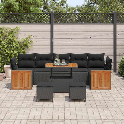 Garten-Sofa-Set mit Kissen 10 pcs Schwarz 90 x 55 x 71 cm