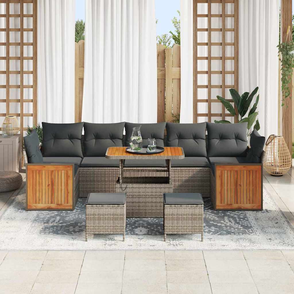 Garten-Sofa-Set mit Kissen 10 pcs Grau 90 x 55 x 71 cm