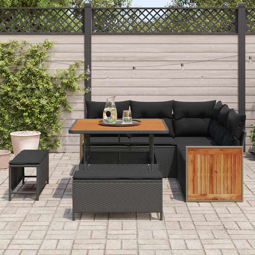 Garten-Sofa-Set mit Kissen 8 pcs Schwarz 100 x 100 x 71 cm