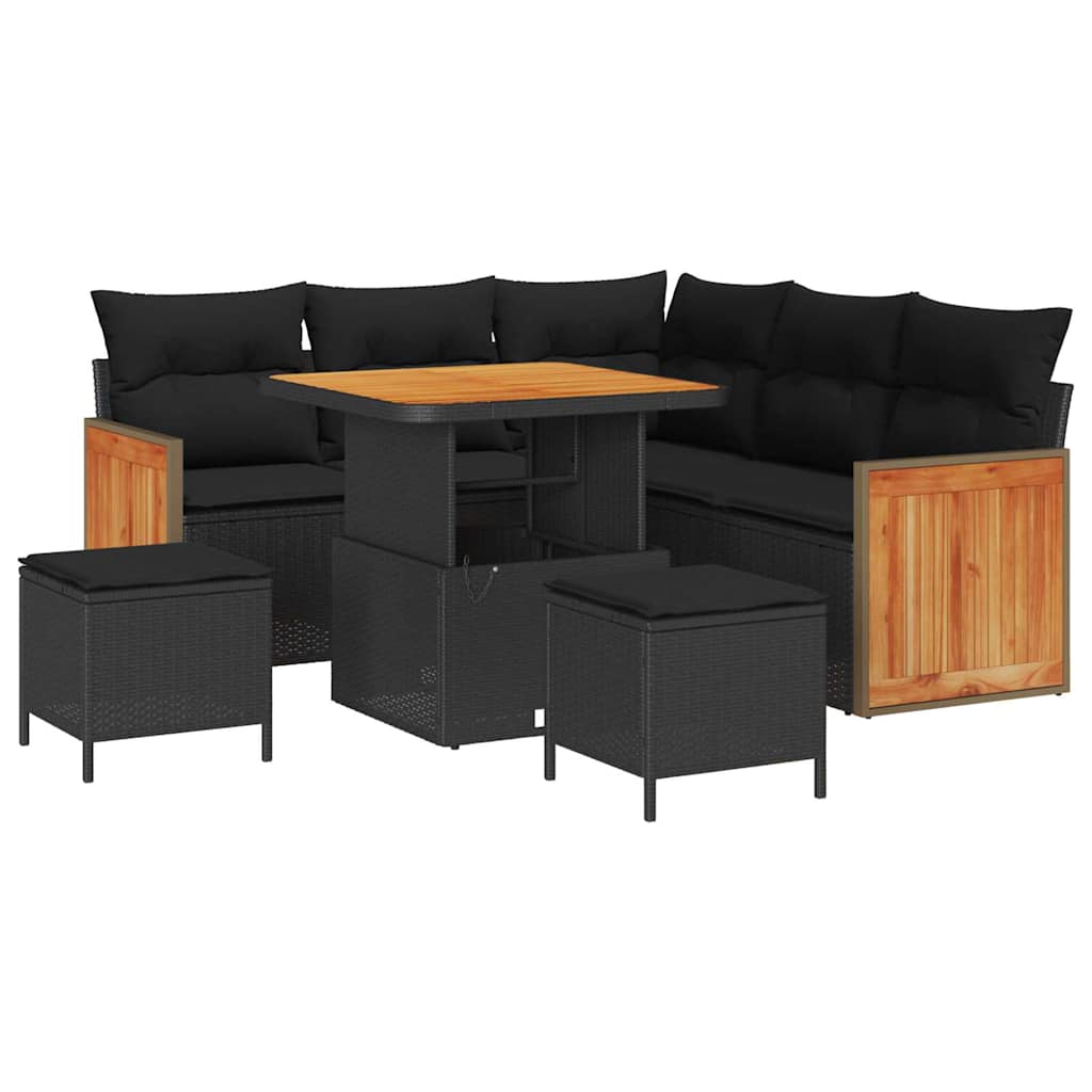 Garten-Sofa-Set mit Kissen 8 pcs Schwarz 80 x 80 x 71 cm