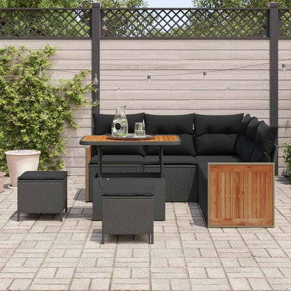 Garten-Sofa-Set mit Kissen 8 pcs Schwarz 90 x 55 x 71 cm