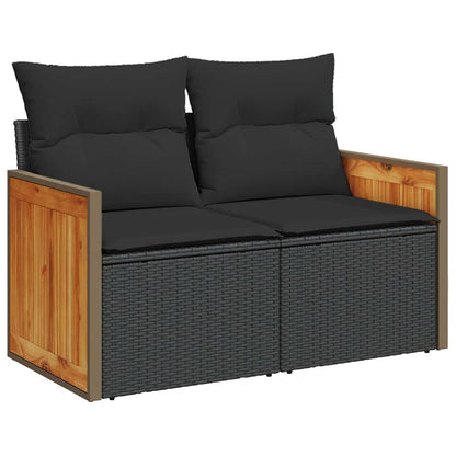 Garten-Sofa-Set mit Kissen 8 pcs Schwarz 90 x 55 x 71 cm