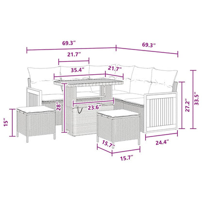 Garten-Sofa-Set mit Kissen 8 pcs Schwarz 90 x 55 x 71 cm