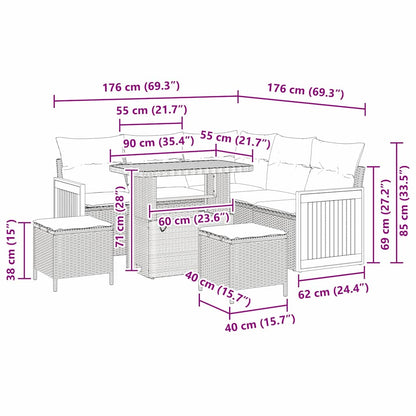 Garten-Sofa-Set 8 pcs Beige und Hellgrau 90 x 55 x 71 cm
