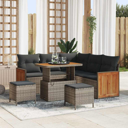 Garten-Sofa-Set mit Kissen 8 pcs Grau 90 x 55 x 71 cm