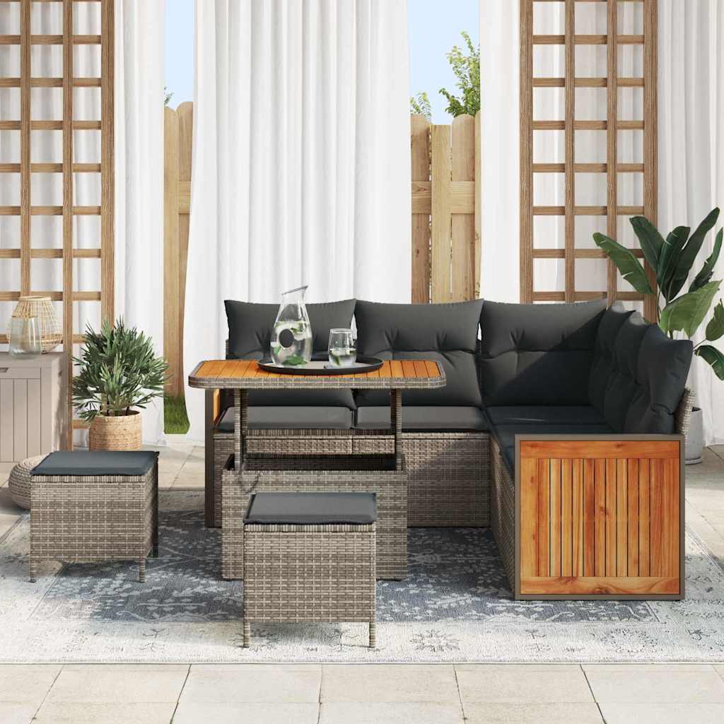 Garten-Sofa-Set mit Kissen 8 pcs Grau 90 x 55 x 71 cm