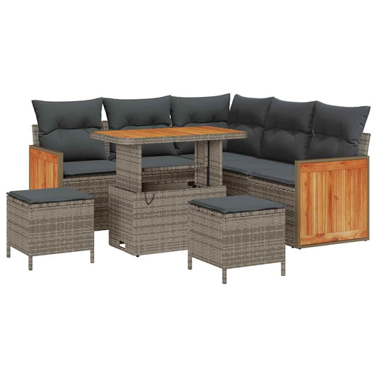 Garten-Sofa-Set mit Kissen 8 pcs Grau 90 x 55 x 71 cm