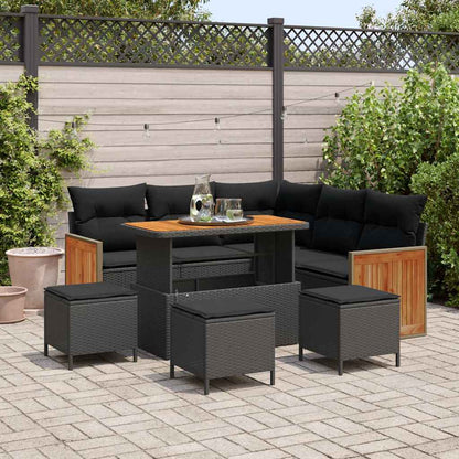 Garten-Sofa-Set mit Kissen 9 pcs Schwarz 110 x 55 x 71 cm