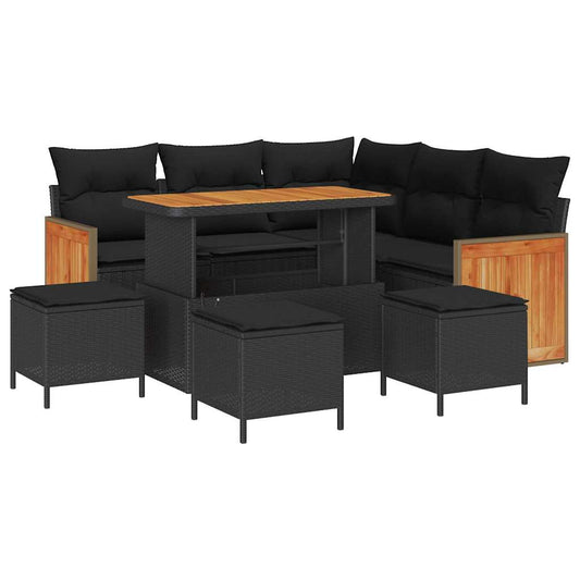 Garten-Sofa-Set mit Kissen 9 pcs Schwarz 110 x 55 x 71 cm