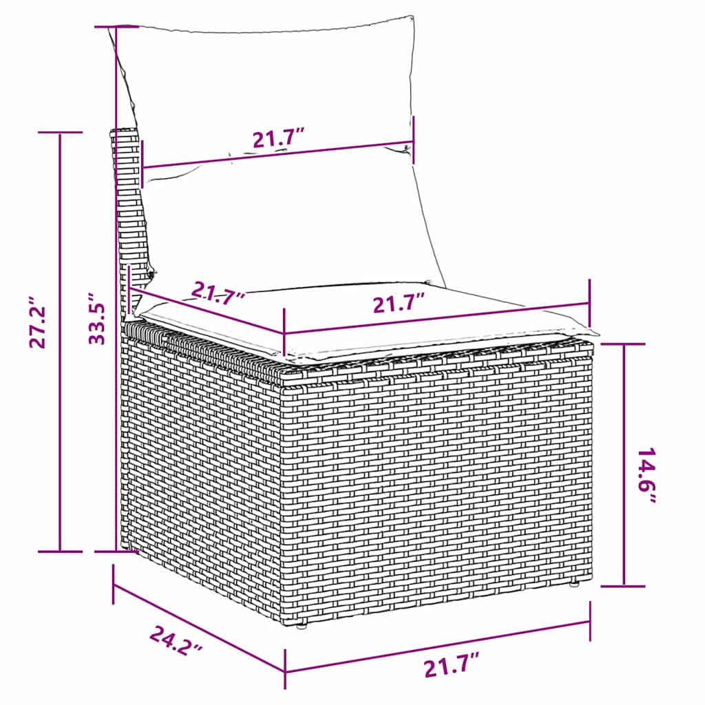 Garten-Sofa-Set mit Kissen 9 pcs Schwarz 110 x 55 x 71 cm