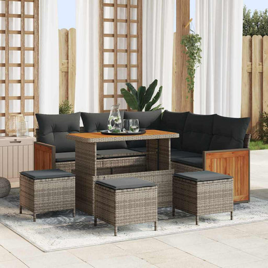 Garten-Sofa-Set mit Kissen 9 pcs Grau 110 x 55 x 71 cm