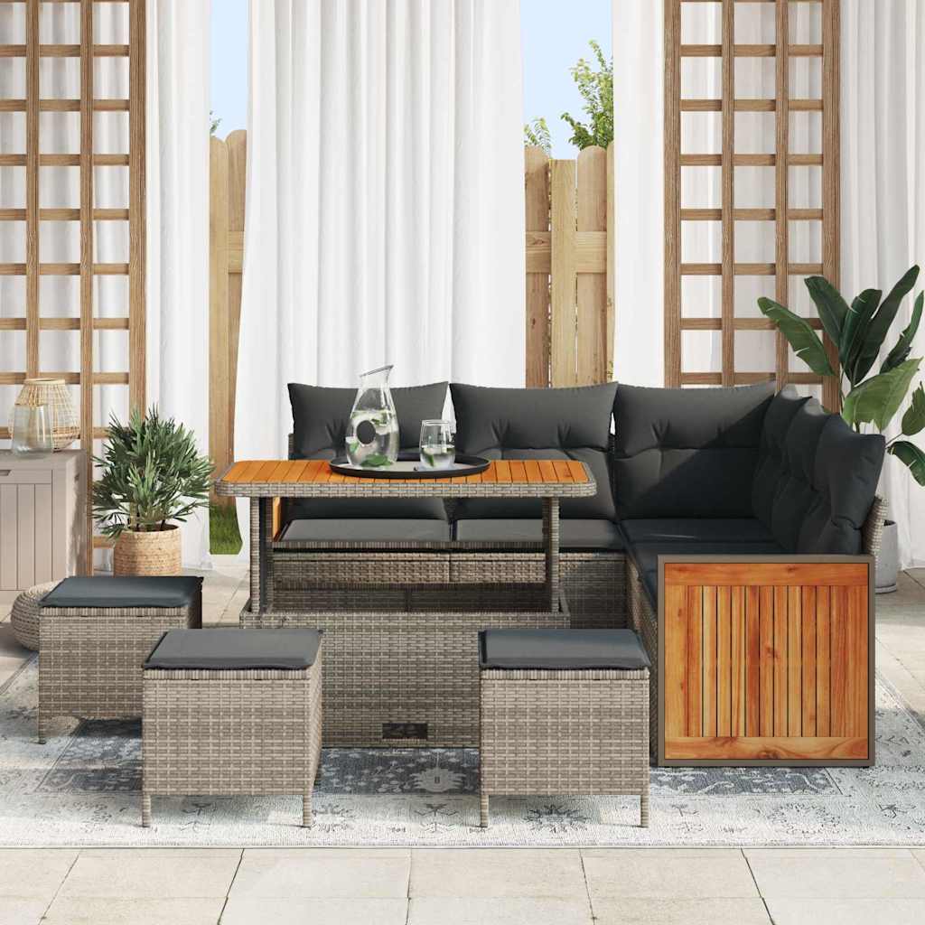 Garten-Sofa-Set mit Kissen 9 pcs Grau 110 x 55 x 71 cm