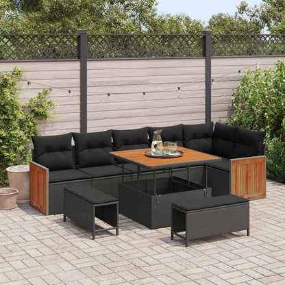 Garten-Sofa-Set mit Kissen 9 pcs Schwarz 100 x 100 x 71 cm