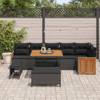 Garten-Sofa-Set mit Kissen 9 pcs Schwarz 100 x 100 x 71 cm