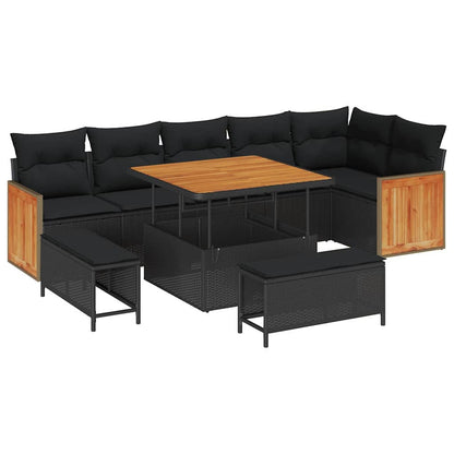 Garten-Sofa-Set mit Kissen 9 pcs Schwarz 100 x 100 x 71 cm