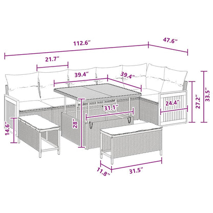 Garten-Sofa-Set mit Kissen 9 pcs Schwarz 100 x 100 x 71 cm