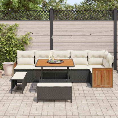 Garten-Sofa-Set 9 pcs Schwarz und Creme 100 x 100 x 71 cm