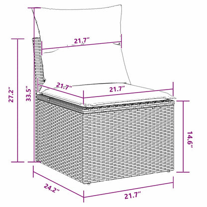 Garten-Sofa-Set mit Kissen 9 pcs Schwarz