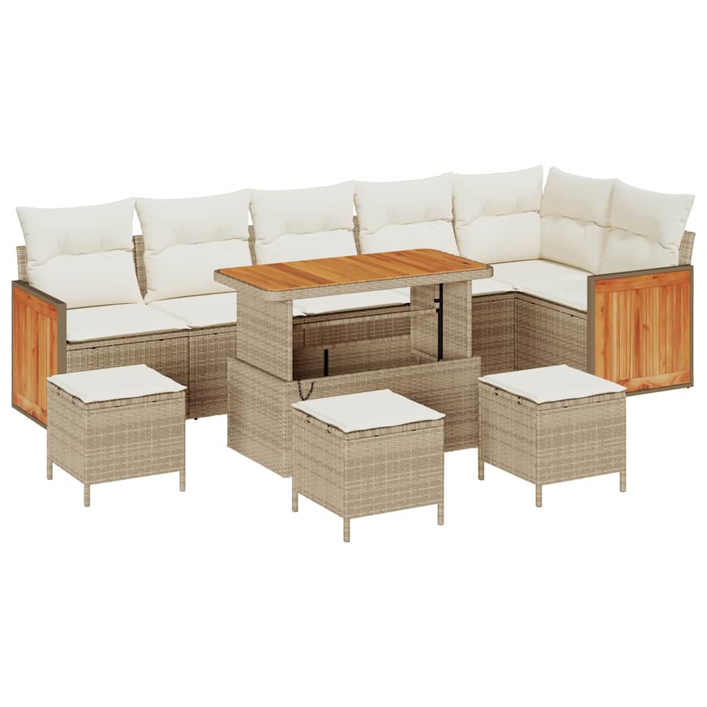 Garten-Sofa-Set mit Kissen 10 pcs Beige und Creme