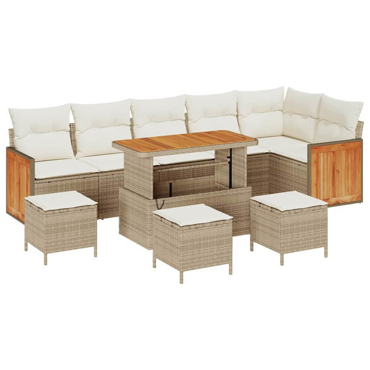 Garten-Sofa-Set mit Kissen 10 pcs Beige und Creme
