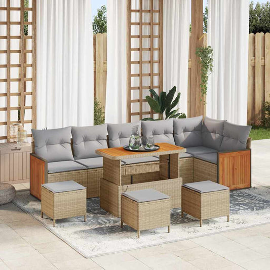 Garten-Sofa-Set 10 pcs Beige und Hellgrau 110 x 55 x 71 cm