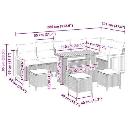 Garten-Sofa-Set 10 pcs Beige und Hellgrau 110 x 55 x 71 cm