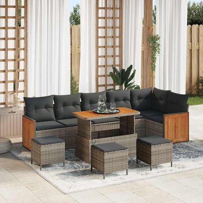 Garten-Sofa-Set mit Kissen 10 pcs Grau