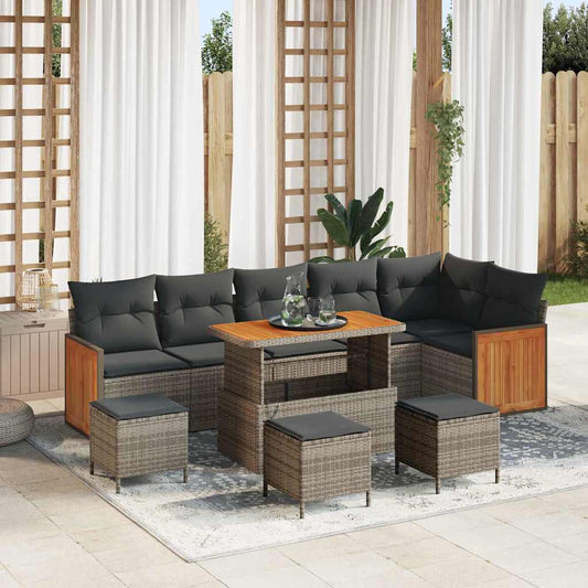 Garten-Sofa-Set mit Kissen 10 pcs Grau