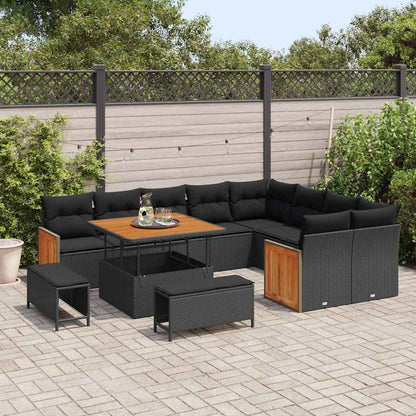 Garten-Sofa-Set mit Kissen 12 pcs Schwarz 100 x 100 x 71 cm