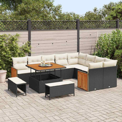 Garten-Sofa-Set 12 pcs Schwarz und Creme 100 x 100 x 71 cm