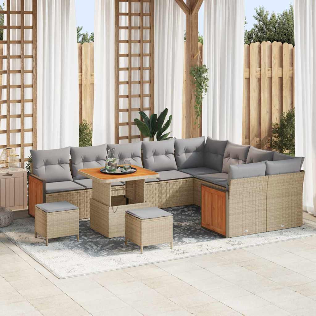 Garten-Sofa-Set 12 pcs Beige und Hellgrau 80 x 80 x 71 cm