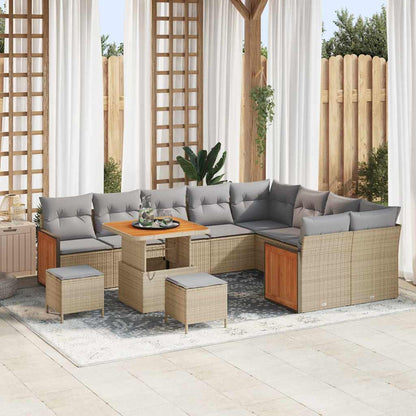 Garten-Sofa-Set 12 pcs Beige und Hellgrau 80 x 80 x 71 cm
