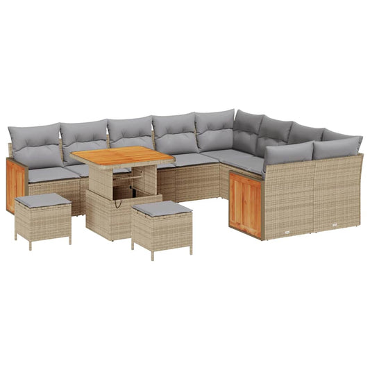 Garten-Sofa-Set 12 pcs Beige und Hellgrau 80 x 80 x 71 cm