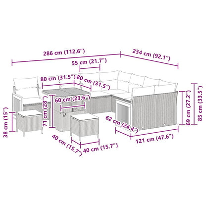 Garten-Sofa-Set 12 pcs Beige und Hellgrau 80 x 80 x 71 cm