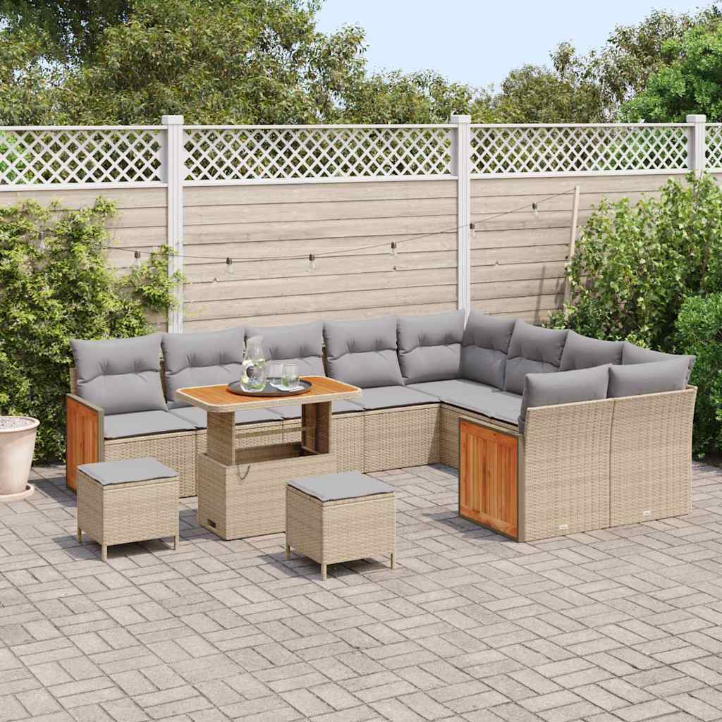 Garten-Sofa-Set 12 pcs Beige und Hellgrau 90 x 55 x 71 cm