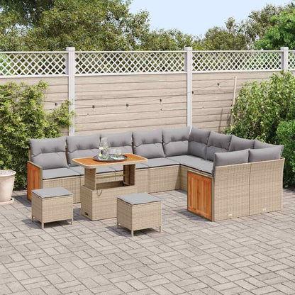 Garten-Sofa-Set 12 pcs Beige und Hellgrau 90 x 55 x 71 cm