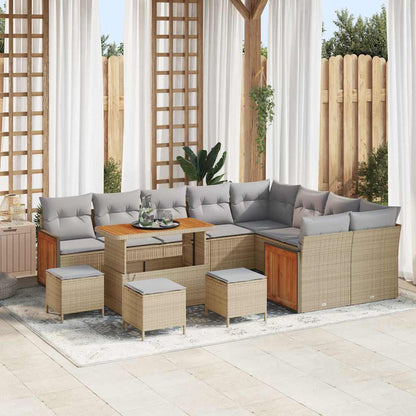Garten-Sofa-Set 13 pcs Beige und Hellgrau 110 x 55 x 71 cm