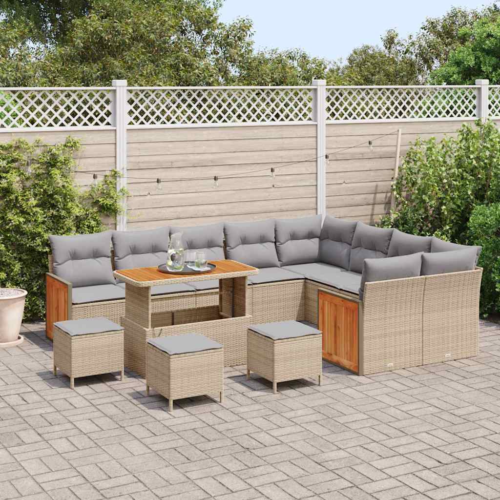 Garten-Sofa-Set 13 pcs Beige und Hellgrau 110 x 55 x 71 cm