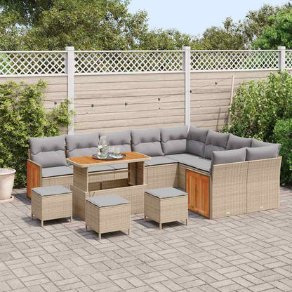 Garten-Sofa-Set 13 pcs Beige und Hellgrau 110 x 55 x 71 cm
