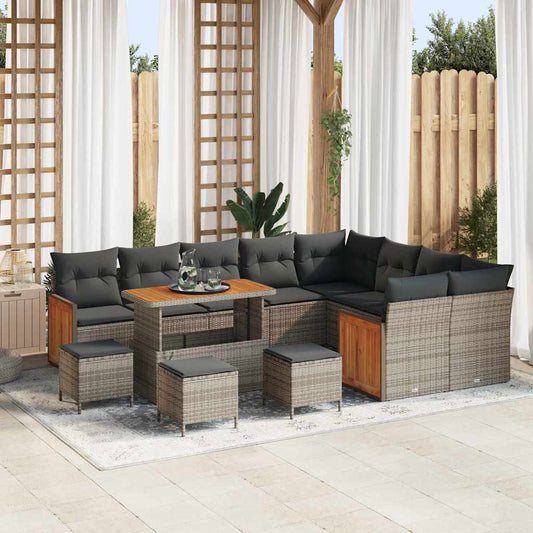 Garten-Sofa-Set mit Kissen 13 pcs Grau 110 x 55 x 71 cm