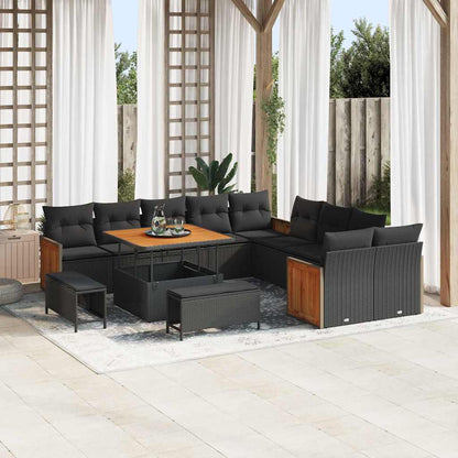 Garten-Sofa-Set mit Kissen 13 pcs Schwarz 100 x 100 x 71 cm