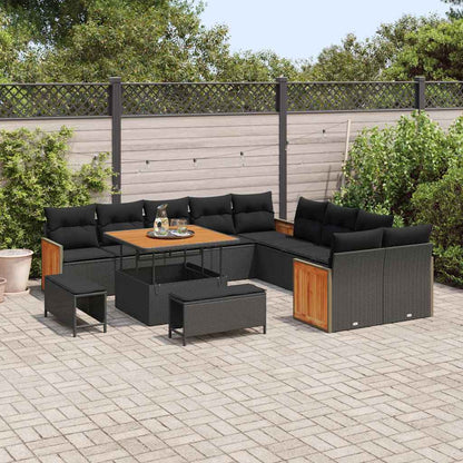 Garten-Sofa-Set mit Kissen 13 pcs Schwarz 100 x 100 x 71 cm
