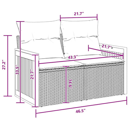 Garten-Sofa-Set mit Kissen 13 pcs Schwarz 100 x 100 x 71 cm