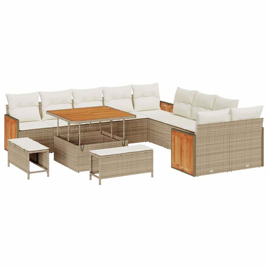 Garten-Sofa-Set 13 pcs Beige und Creme 100 x 100 x 71 cm