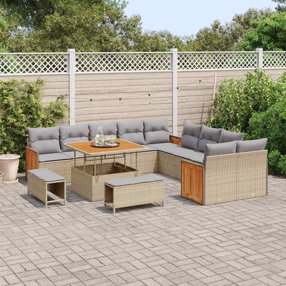 Garten-Sofa-Set mit Kissen 13 pcs Beige und Hellgrau