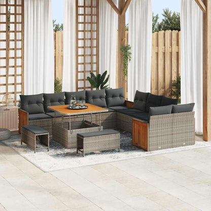 Garten-Sofa-Set mit Kissen 13 pcs Grau