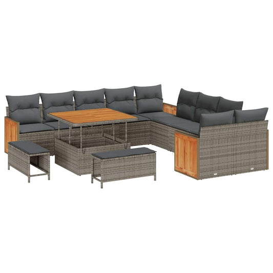 Garten-Sofa-Set mit Kissen 13 pcs Grau
