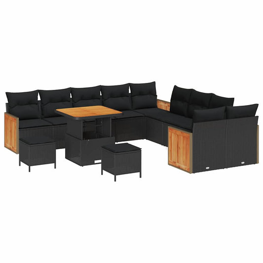 Garten-Sofa-Set mit Kissen 13 pcs Schwarz